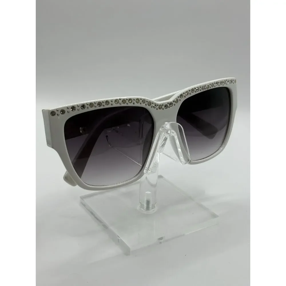 Steve Madden Oversized Sunglasses White Gradient Rhinestone Women SME93001